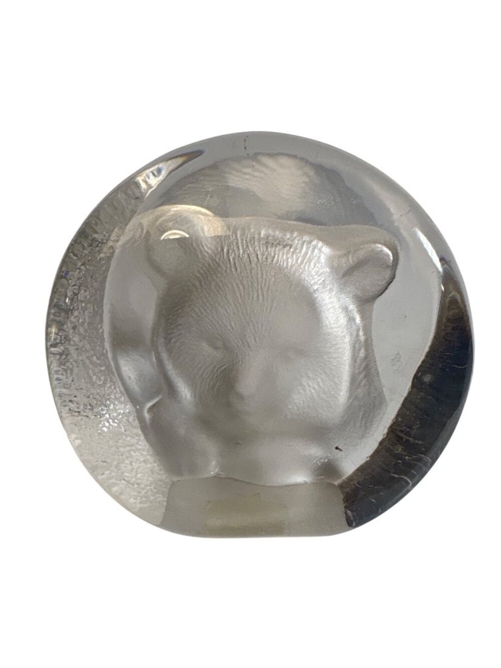 Crystal Zajecar Bear Head Lead Crystal Paperweight Yugoslavia 24% Lead 3.5"